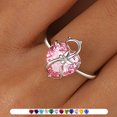 thumbnail image 1 of Juwaliy Women Heart Ring 925 Sterling Silver Cat Butterfly October Birthstone Tourmaline Pink Solitaire Ring Jewelry Mother Christmas Birthday Valentine's Day Gifts, 1 of 12