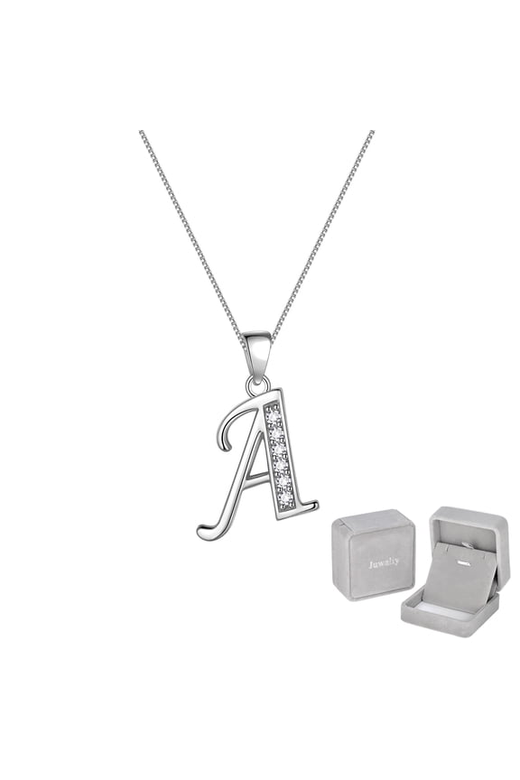 Women Initial Necklace 925 Sterling Silver Letter A Pendant,Iced Out Monogram Alphabet Charm Personalized Name Jewelry Gifts for Mother Wife Daughter