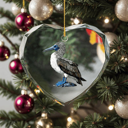 Juxt Blue Footed Booby Ornament, Ocean Animal Lover Design, Glass Ornament