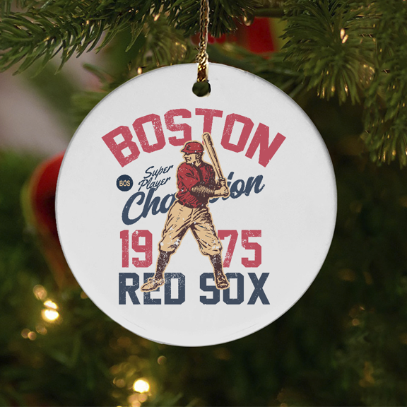 Juxt Boston Baseball Ornament Vintage Sox Summer Game Day Theme, Ceramic Ornament