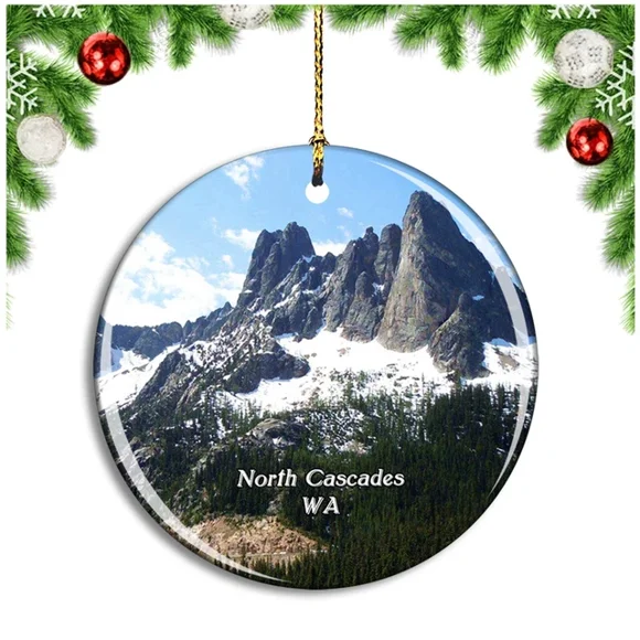 Juxt Ceramic Ornament North Cascades National Park Washington Christmas City Travel Souvenir, 5PCS
