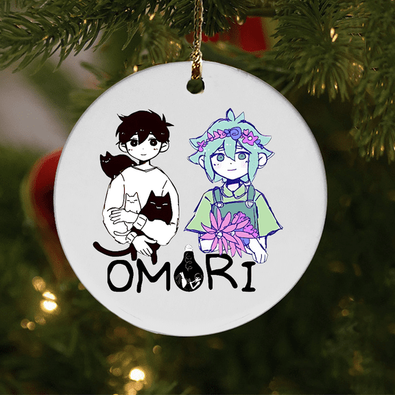Juxt Omori Ornament Sunny and Basil Game Print, Ceramic Ornament