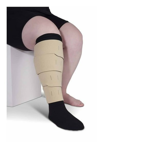 Juxtalite Lower Leg System Easy to Use Adjustable Compression Wrap Garment for Men & Women, Leg Circulation for Support, Flexible Hood & Loop Straps , Medium/short, Beige - New