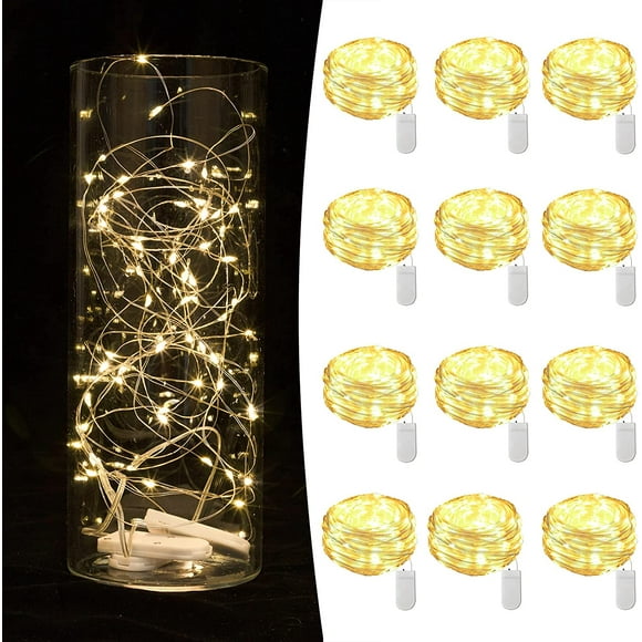 Juyafio 12 Pack Led String Lights Battery Operated Fairy Lights for Bedroom Party Wedding Christmas Garden Decoration 7 ft 20 Leds Waterproof