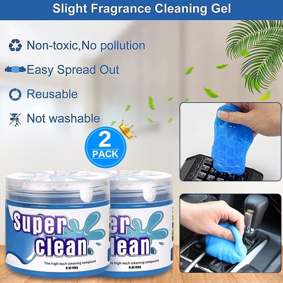 Juyafio 2 Pack Car Cleaning Gel Universal Dust Cleaning Gel for Electronic Devices Keyboard Cleaner Gel for Car Interiors/Crevice and Home Office Items Surfaces