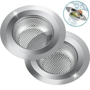 Juyafio 2PCS Kitchen Sink Strainer Drain Catches, 4.5" Stainless Steel Drain Strainer, Large Wide Rim Sink Food Catcher, Suit for Sink Stopper and Drain Stopper, Sliver