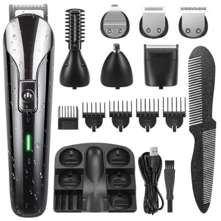 Scootworks Beard Trimmer for Men,IPX7 Waterproof Electric Razor Shavers,Hair Trimmer for Nose Mustache Face Body, Cordless Clippers Gifts for Men,22 Piece Beard Grooming Kit Black