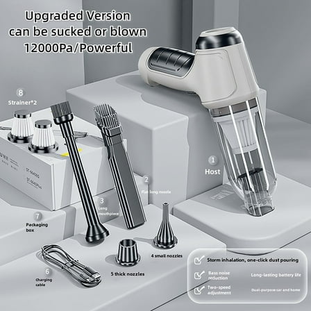 Juyafio Car Vacuum Cleaner,Cordless 120W/12000PA Powerful Sutions Multi functional Handheld Vacuum Lightweight for Car,Home