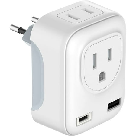 Juyafio Euro Travel Plug Adapter with USB, 4-in-1 Universal Power Converter for Europe & International Travel