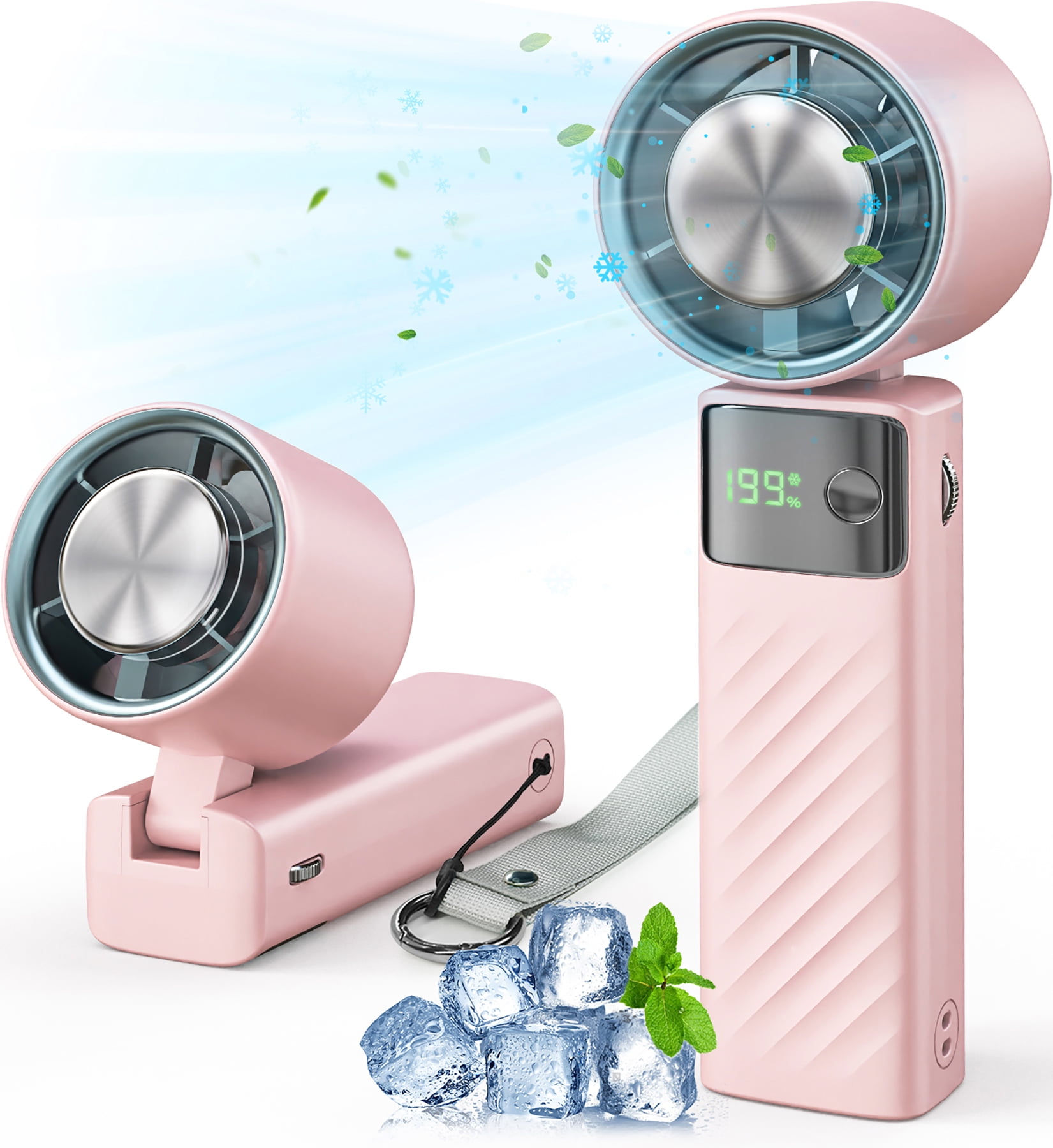 Juyafio Portable Mini Fan, 199 Speeds, Foldable Desk Fan, USB