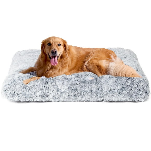 Juyafio Large Plush Dog Pet Bed,Washable Dog mat with Non-Slip Bottom for Large and Medium Dogs, 38"x26" Gray Anti Anxiety Dog Bed