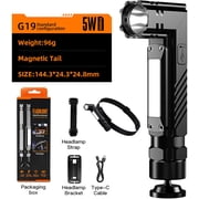 Powerful Magnetic Flashlight, High Lumen | Rechargeable, 5 Light Modes, COB Side Lights&amp;LED Flashlight, Magnetic Adjustable Base l Pocket Clip, Waterproof Suitable for Camping, Hiking