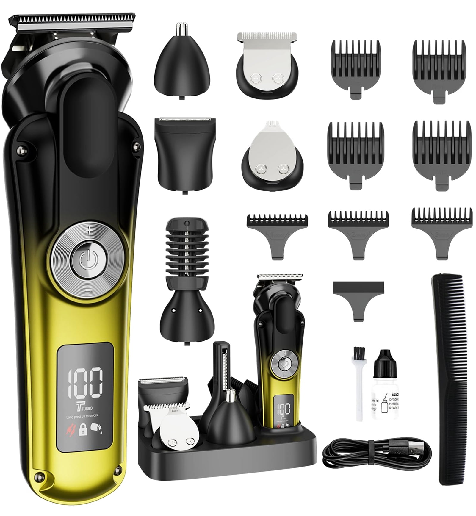 Juyafio New Upgrade 6-in-1 Beard Trimmer for Men,Hair Clippers Kit,Beard Trimmer for Men/Electric Razor,Body Hair Trimmer,Nose Hair Groomer,Cordless Precision Shave Kit,Waterproof USB Rechargeable