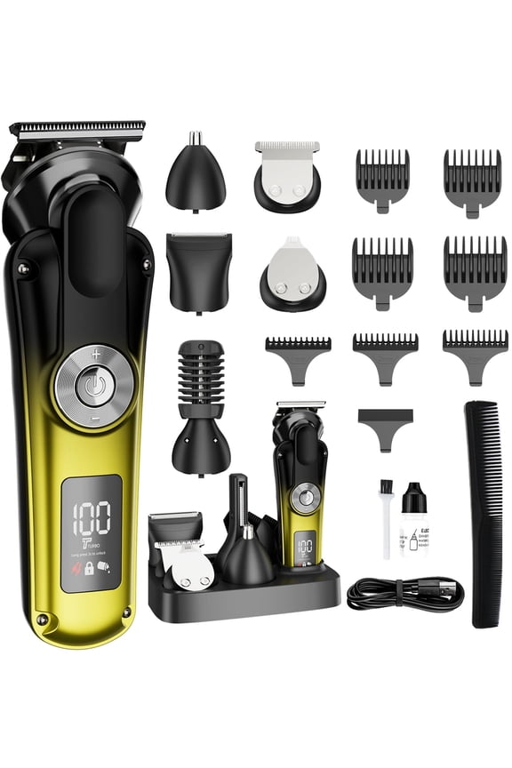New Upgrade 6-in-1 Beard Trimmer for Men,Hair Clippers Kit,Beard Trimmer for Men/Electric Razor,Body Hair Trimmer,Nose Hair Groomer,Cordless Precision Shave Kit,Waterproof USB Rechargeable