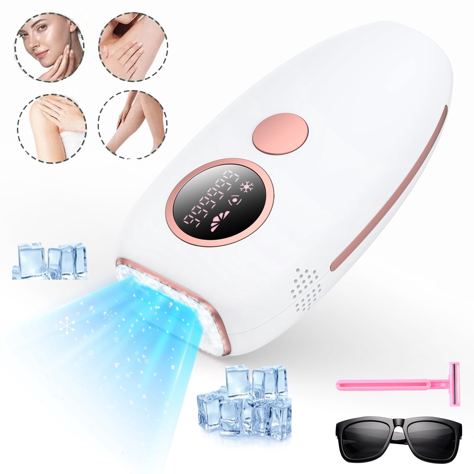Juyafio Permanent Hair Removal, Laser Hair Removal for Women and Men, Ice Cooling Painless IPL Hair Removal Device, Painless Epilator for Facial Legs Arms Bikini Line