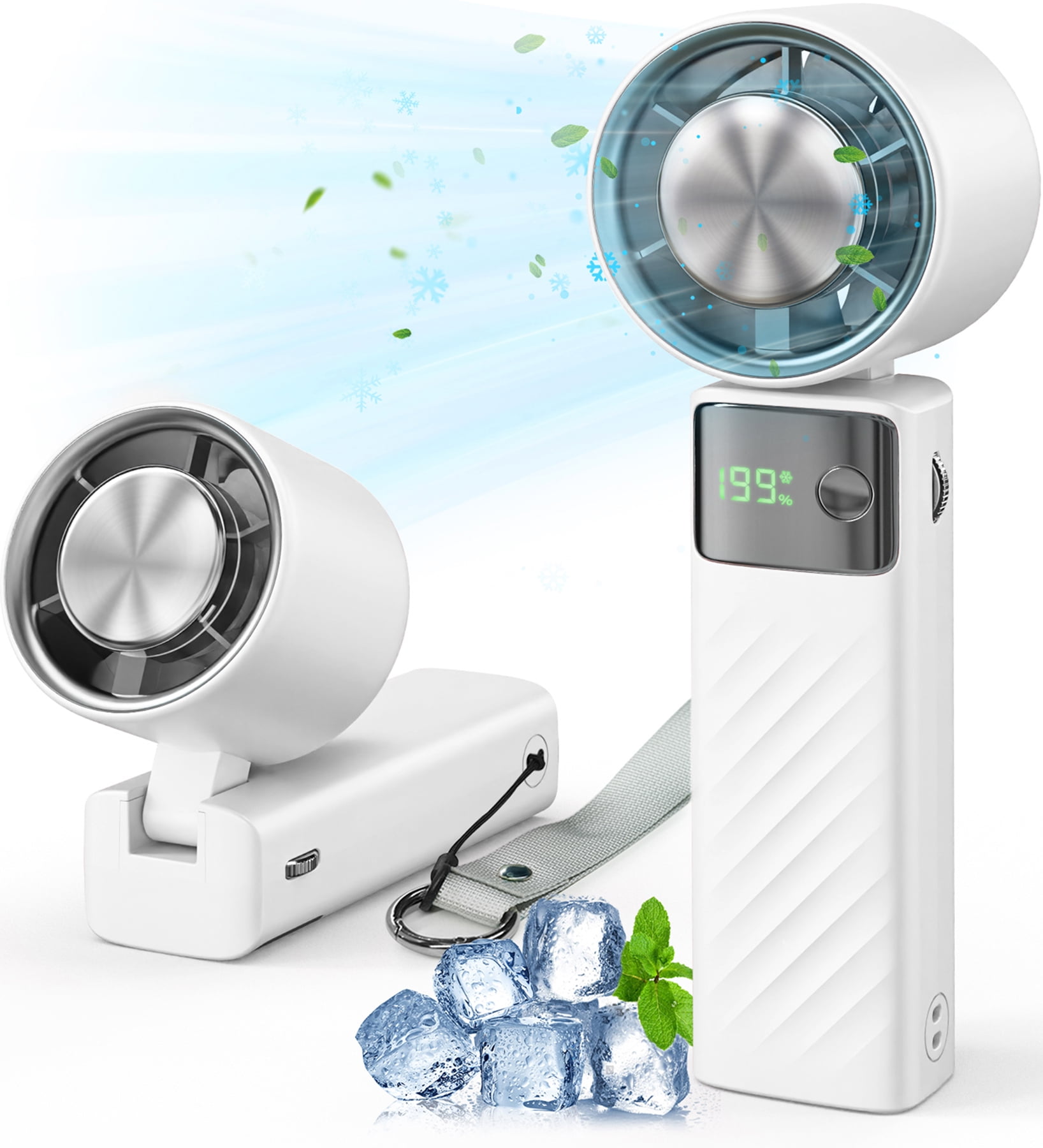 Juyafio Portable Mini Fan, 199 Speeds, Foldable Desk Fan, USB