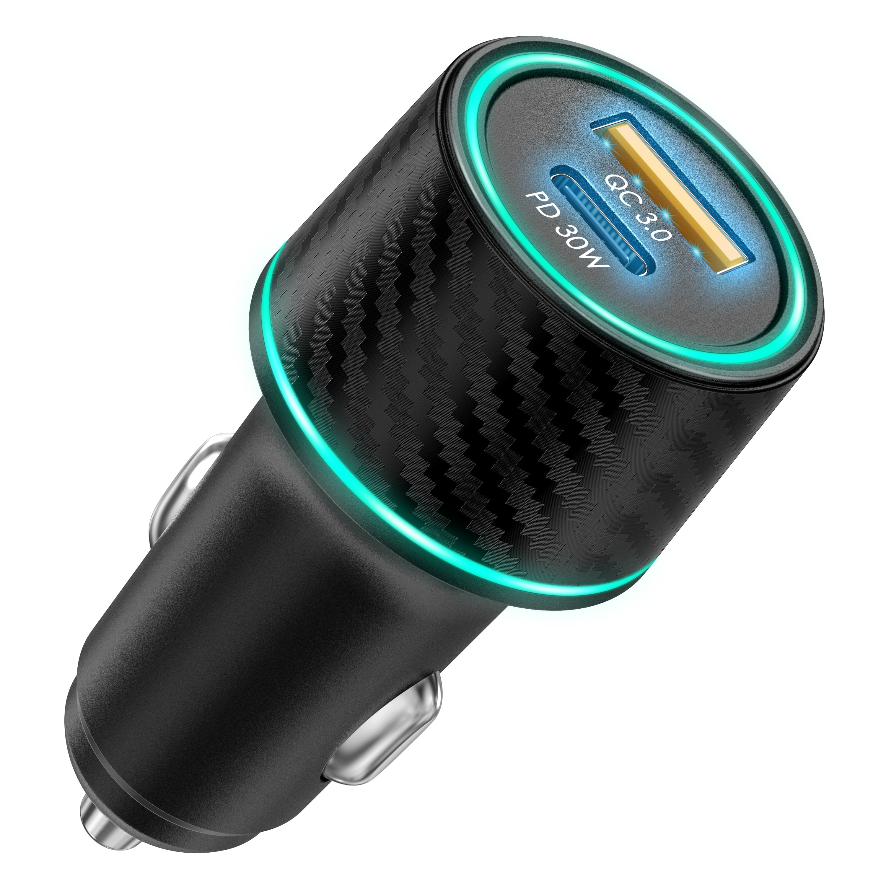 Walmart Deal of Juyafio 48W Super Fast Car Charger PD 30W USB-C & QC3.0 18W USB-A Dual Port, Portable Car Charger Adapter for iphone, Samsung, Motorola, OnePlus, Google