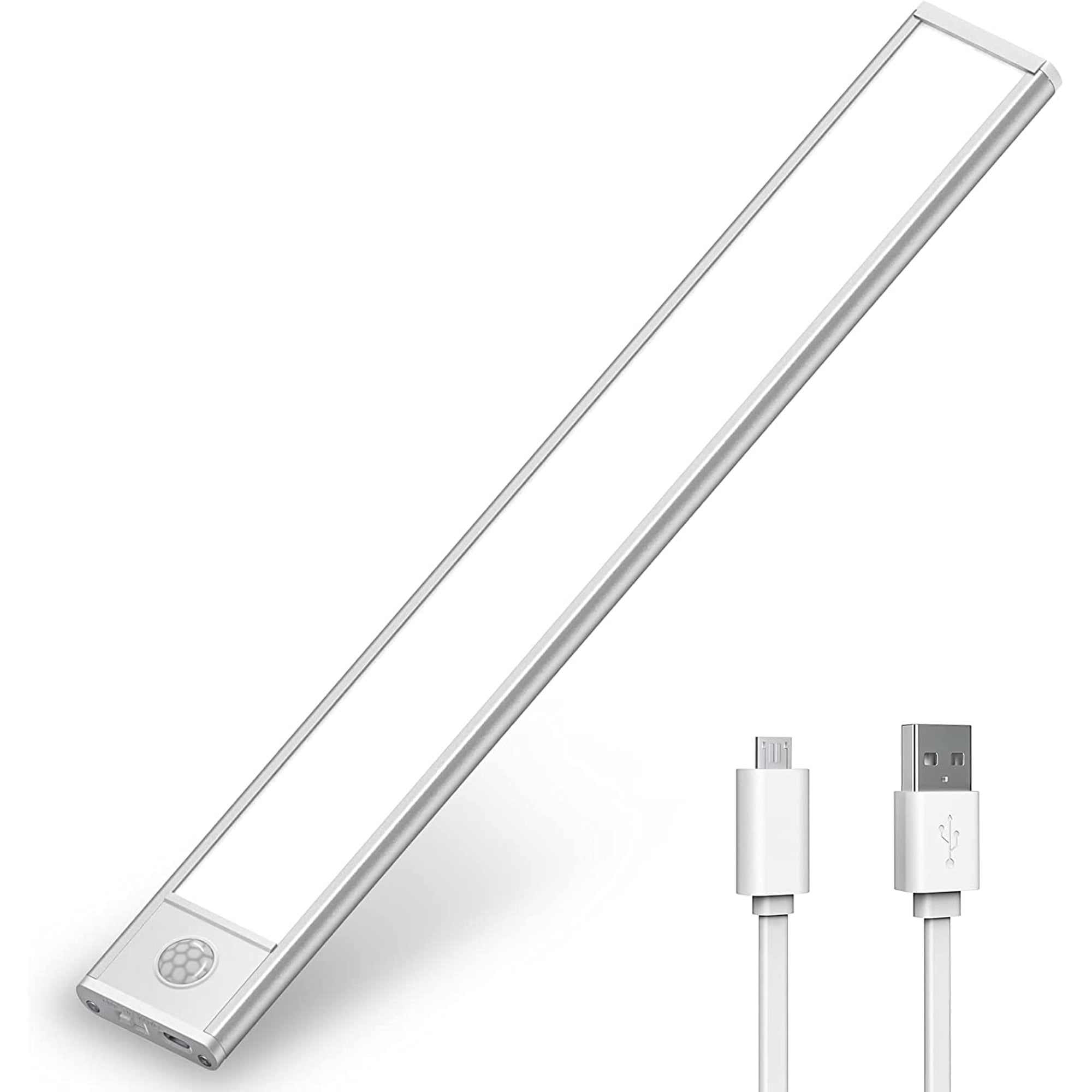 Juyafio LED Motion Sensor Cabinet Light, Under Cabinet Lights, Wireless USB Rechargeable Kitchen Night Lights, Stick-on Anywhere Battery Powered Operated Light, 35-LED Light for Stairway Wardrobe