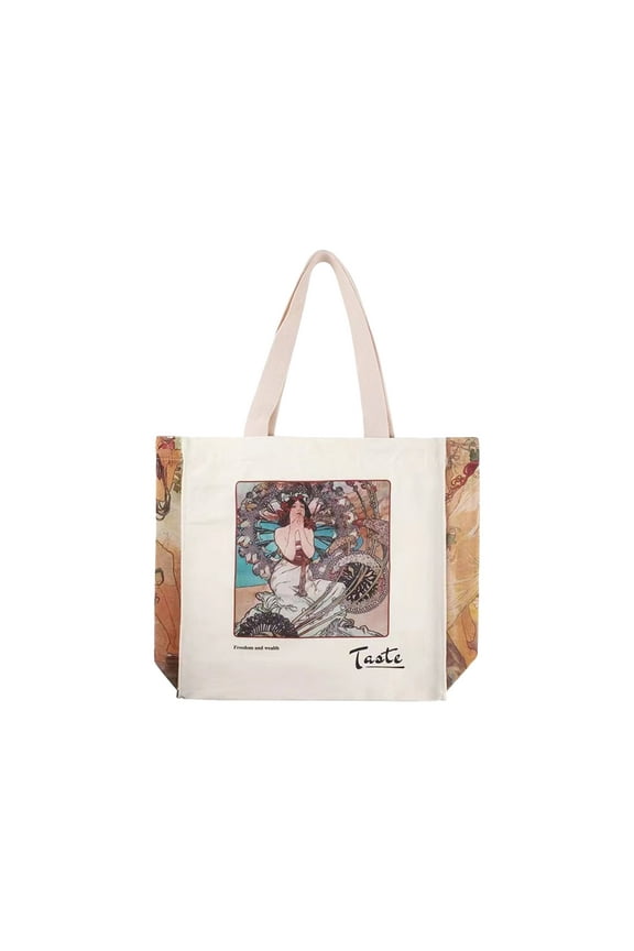 Ms. Flowers Tote Bag Built-in Small Storage Pockets, Open Zipper Design, Gatherings Canvas Tote Bag School Aesthetic Tote Bag Outdoor Beach Bag