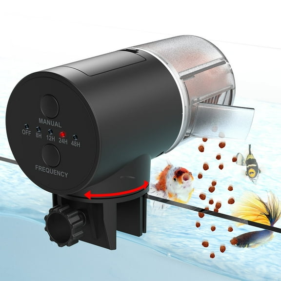 JuzPetz Automatic Fish Feeder for Aquarium, 200ml Auto Fish Feeder Dispenser Timer for Fish Turtle Tank Compatible with Flakes & Pellets for Vacation