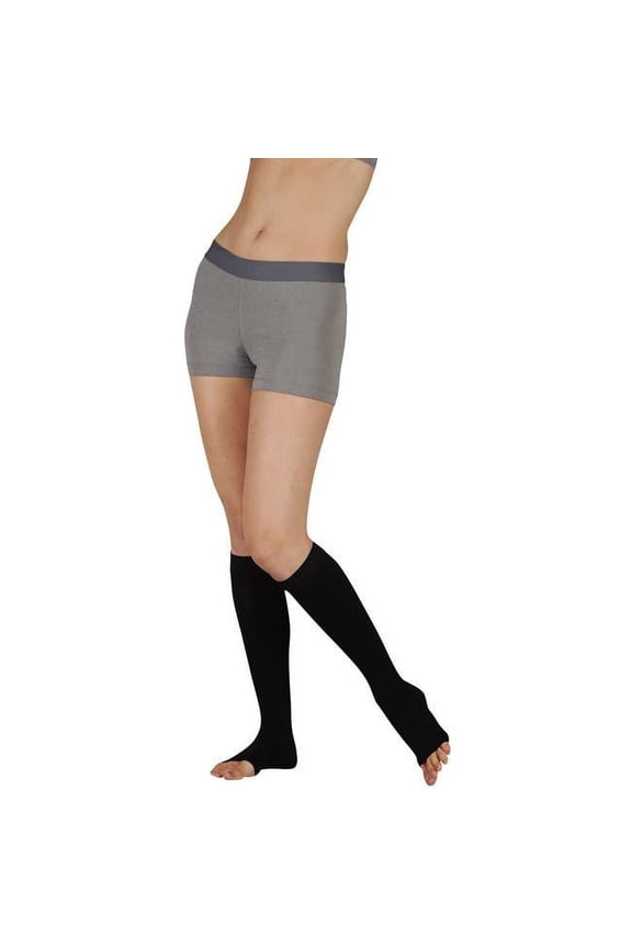 2000ADSBSH09 IV 15-20 mmHg Soft Open Toe Silicone Short Knee Highs - Navy, Size IV - Pair