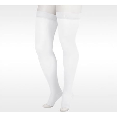 Juzo Soft 15-20 mmHg, Soft, Thigh, OT, Petite, Silicone, White