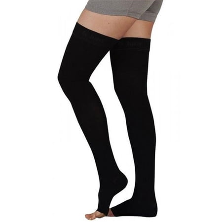 Juzo 2000AGSBSH09 IV 15-20 mmHg Soft Open Toe Short Thigh Highs - Navy, Size IV - Pair