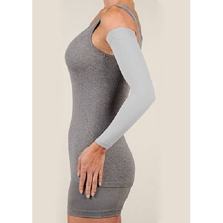 Juzo 3511CGRSB06 V Dynamic 20-30 mmHg Varin Soft Compression Arm Sleeve with Regular Silicone Border - White, V - Extra Large