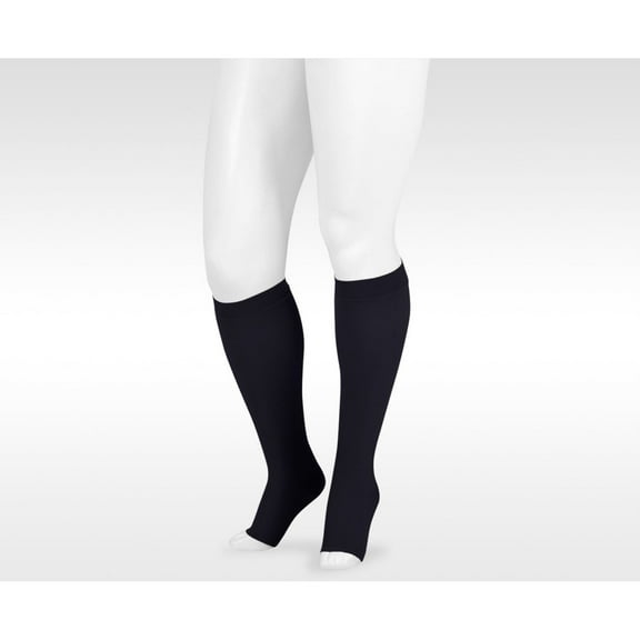Juzo 3512 Dynamic (Varin) Soft Open Toe Max Knee Highs w/Sili Band - 30-40mmHg Short Max Black V