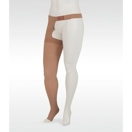 Juzo 3512 Dynamic (Varin) Soft Open Toe Thigh Highs w/Waist Att. RGT 30-40 mmHg Short Beige II