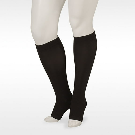 Juzo 4412 Basic Open Toe Knee Highs - 30-40 mmHg Short Black V