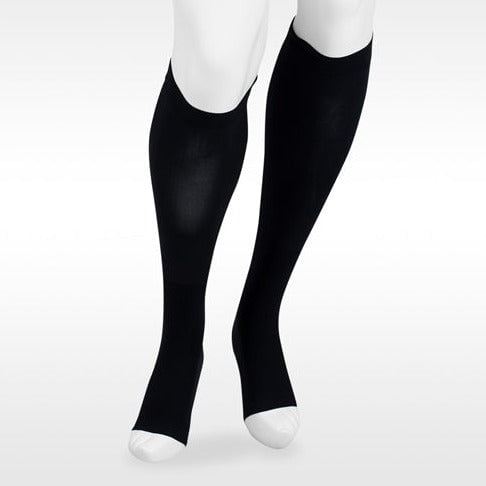 Juzo 6092 Dual Stretch Open Toe Knee Highs - 30-40 mmHg Reg Black IV