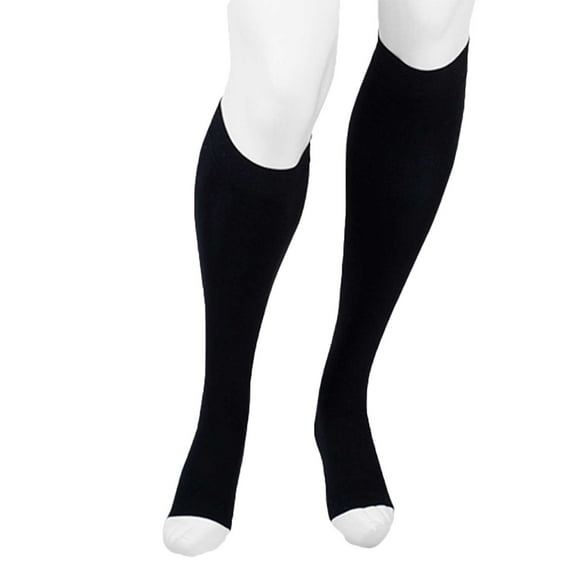Juzo Assist 3612 Open Toe Knee Highs w/Silicone Band - 30-40 mmHg Short Black II