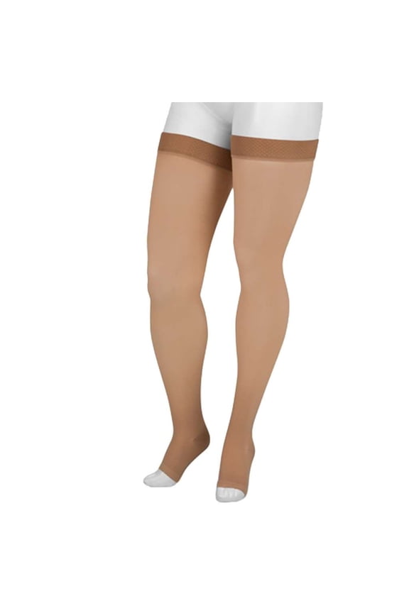 Juzo Basic 4411 Thigh High, Open Toe, Dot Band, 15-20mmhg Size: III (Beige)