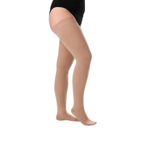 Juzo Dynamic 20-30 mmHg Compression Stockings, Thigh High, Silicone Band, Closed Toe | Compression Socks for Moderate Varicosities & Edema, Post-Sclerotherapy, Post-Op | Beige, X-Small (I)