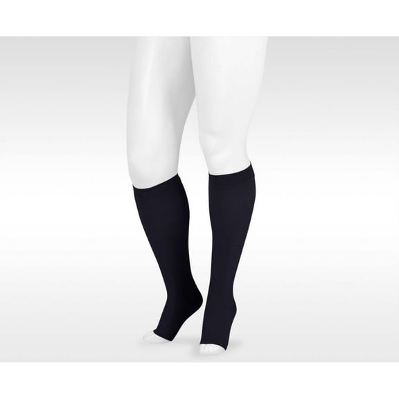 Juzo 3511 Dynamic (Varin) Soft Open Toe Max Knee Highs w/Siliconr Band-20-30mmHg Short Max Black IV