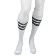 thumbnail image 1 of Juzo Men's Power Comfort Socks - 20-30mmHg Tall Retro Stripe White Medium, 1 of 5