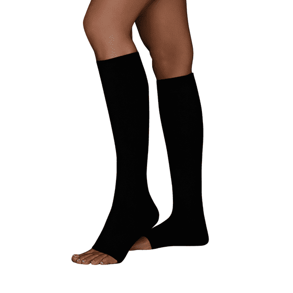 Juzo Move 20-30 mmHg Compression Stockings, Knee High, Open Toe | Compression Socks for Women/ Men for Tired, Aching or Swollen Legs, Minor Varicosities | Black, Medium (III)