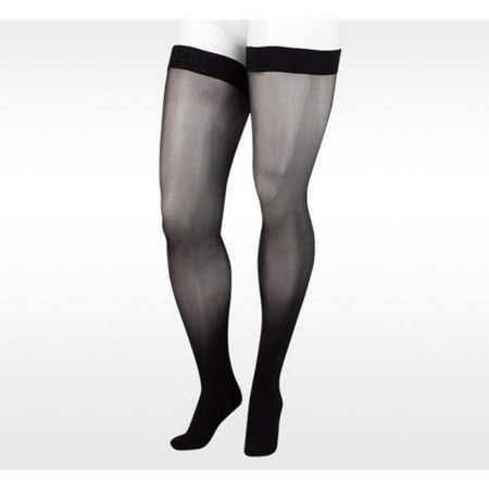 Juzo 2101 Naturally Sheer Closed Toe Thigh Highs w/ Lace Band - 20-30 mmHg Short Black IV