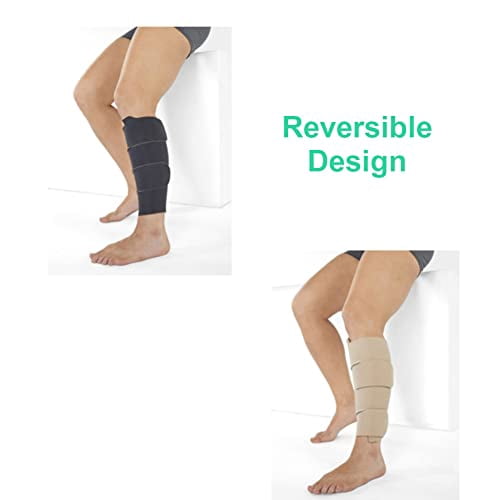 Juzo Reversible Calf Compression Wrap 30-60mmHg – Beige/Black, S Max Long, For Circulation Support