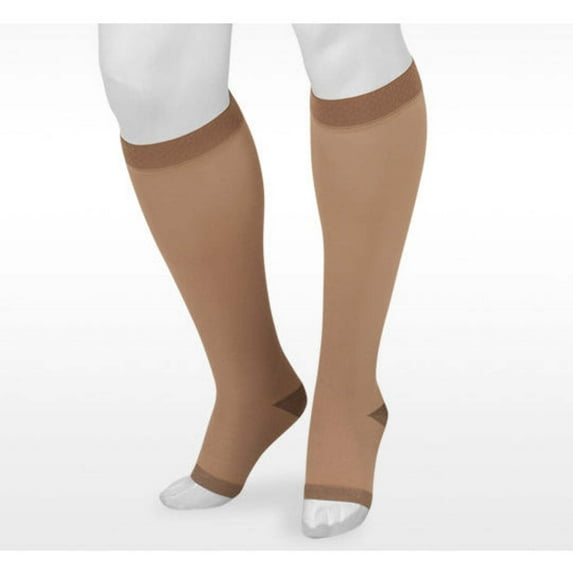 Juzo 2062 Silver Soft Open Toe Knee Highs - 30-40 mmHg Short Beige III