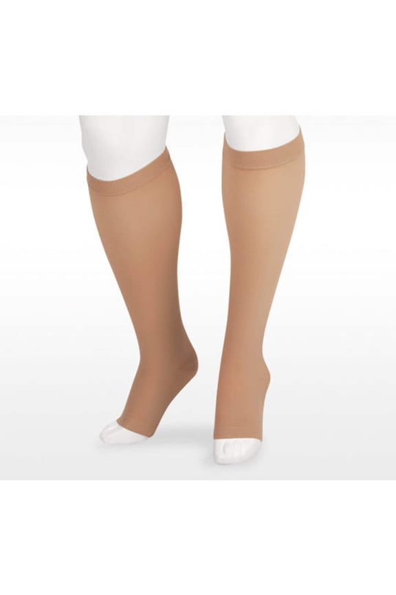 Soft 2000 Open Toe Knee Highs - 15-20 mmHg Short Beige II