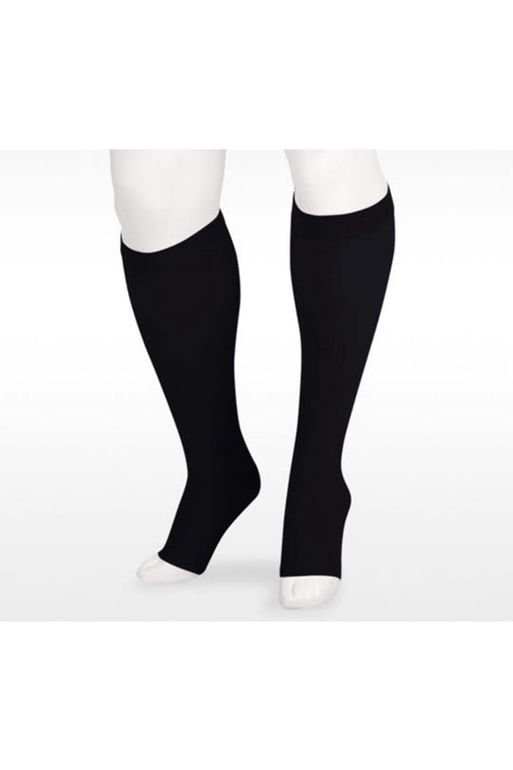 2002 Soft Open Toe Knee Highs - 30-40 mmHg Reg Black IV