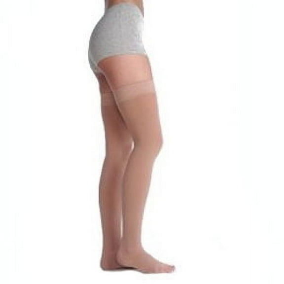Juzo 2001 Soft Open Toe Thigh Highs w/Silicone Band Border - 20-30 mmHg Short Beige II