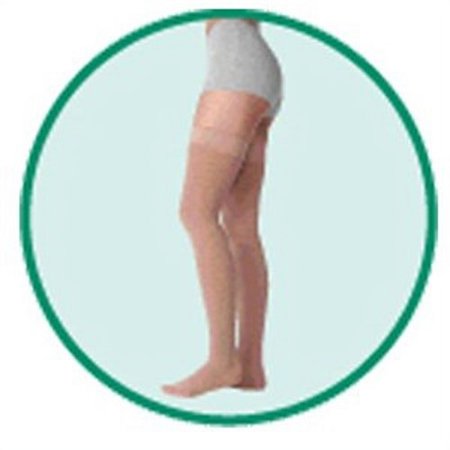Juzo Soft Thigh High With Silicone Dot Band Short Open Toe 30-40mmHg, II, Beige