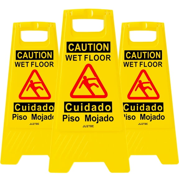 Juztec 23.6*11.8*1.2 Wet Floor Sign - Caution Safety Sign for Slippery Floors in Walmart