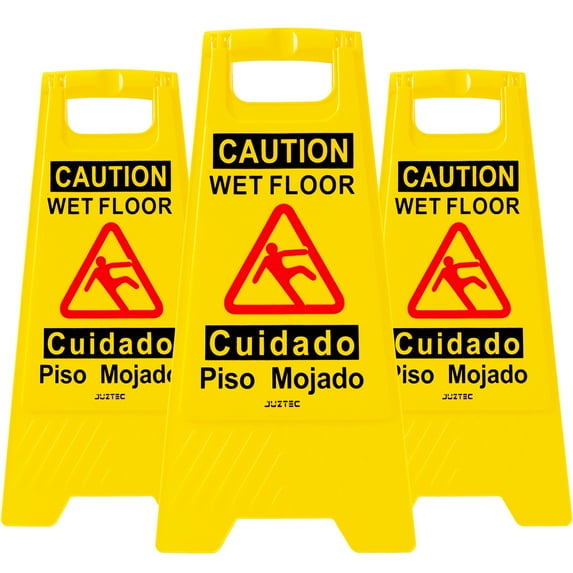 Juztec 23.6*11.8*1.2 Wet Floor Sign - Caution Safety Sign for Slippery Floors in Walmart