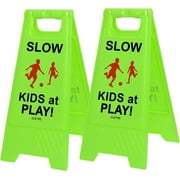 Juztec Slow Children at Play Safety Signs For Street, Kids At Play Sign For Street, Down Neighborhoods Crossing traffic outdoor signs (2 Pack Green)