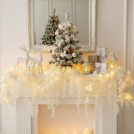 Jvbtvb 10Pcs 3FT Artificial Christmas Flower Garland, Fake Hydrangea and Orchid Vine Strings, Outdoor Indoor Hanging Plants Decor, Garden, Porch, Wedding, Home, Party Decoration