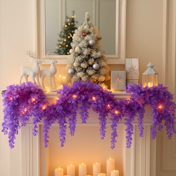 Jvbtvb 10Pcs 3FT Artificial Christmas Flower Garland, Fake Hydrangea and Orchid Vine Strings, Outdoor Indoor Hanging Plants Decor, Garden, Porch, Wedding, Home, Party Decoration